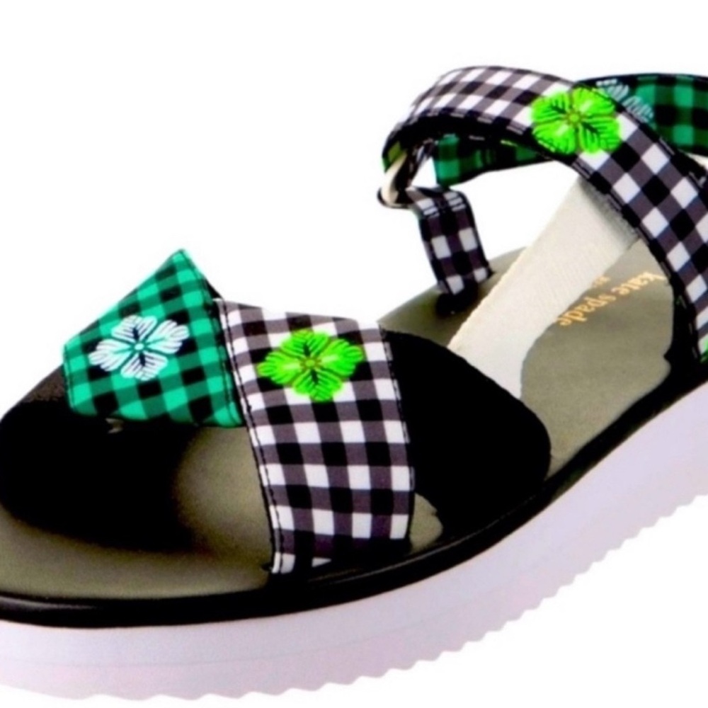 Kate Spade Green Gingham Wollie Sandals